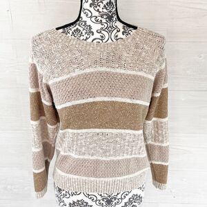 Diane Von Furstenberg Linen Blend Boatneck Striped Sweater